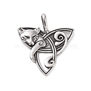 304 Stainless Steel Pendants, Trinity Knot with Fox, Antique Silver, 48x41.5x3mm, Hole: 5x10mm(STAS-J039-03AS)