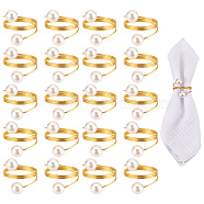 Iron Napkin Rings, with Round Plastic Pearl Beads, for Wedding, Party Serving, Golden, 6~38mm, Inner Diameter: 35mm(AJEW-WH0258-555)