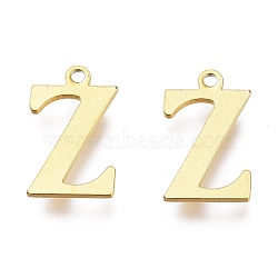 Vacuum Plating  304 Stainless Steel Charms, Laser Cut, Alphabet, Golden, Letter.Z, 12.5x7.5x0.8mm, Hole: 1mm(STAS-H112-Z-G)