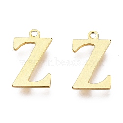 PVD Vacuum Plating  304 Stainless Steel Charms, Laser Cut, Alphabet, Golden, Letter.Z, 12.5x7.5x0.8mm, Hole: 1mm(STAS-H112-Z-G)