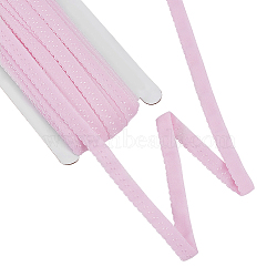 Nylon Double Folding Elastic Cord, Flat with Wavy Edge Trimming, Pink, 12mm, about 21.87 Yards(20m)/Card(FIND-WH0155-047B)