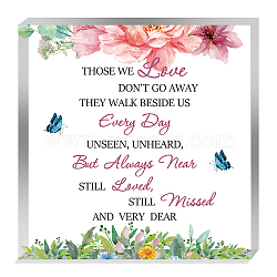 CREATCABIN 1Pc Acrylic Display Bases for Crystal, Home Decorations, Square with Word Those We Love Don't Go Away They Walk Beside Us, Butterfly Pattern, 100x100x15mm(AJEW-CN0001-36J)