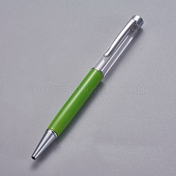 Creative Empty Tube Ballpoint Pens, with Black Ink Pen Refill Inside, for DIY Glitter Epoxy Resin Crystal Ballpoint Pen Herbarium Pen Making, Silver, Yellow Green, 140x10mm(AJEW-L076-A54)