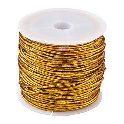 Round Elastic Cord, with Polyester Outside and Rubber Inside, Gold, 1mm, about 25m/Roll(EC-TA0001-01A)