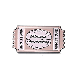 Rectangle Stamp Always Overthinking Zinc Alloy Enamel Brooch, for Backpack Clothes, Rosy Brown, 16x30.5x1.5mm(JEWB-C028-01E-EB)