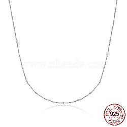 925 Sterling Silver Satellite Chains Necklaces, Platinum, 15.75 inch(40cm)(HR8525-3)