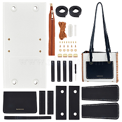 DIY PU Imitation Leather Bag Making Kits, with Alloy Finding, Black, 0.55~80.5x1~22.1x0.2~0.8cm, Hole: 1~15.5mm(DIY-WH0321-28)