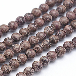 Natural Sandalwood Beads Strands, Round, Dyed, 10mm, Hole: 1mm, about 39pcs/strand, 15.55 inch(39.5cm)(WOOD-P011-01-10mm)