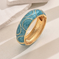 Zinc Alloy Hinged Bangles for Women, with Enamel, Turquoise, Inner Diameter: 2-3/8 inch(6cm)(HM0070-3)