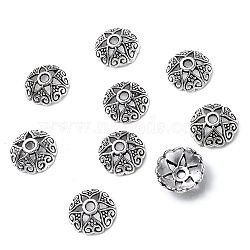 Alloy Bead Cap, 6-Petal, Flower, Antique Silver, 8mm, 50pcs/bag(PALLOY-CJC0002-08AS)