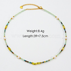 Elegant Handmade Titanium Steel Necklaces, Natural Stone & Pearl & Acrylic Beaded Necklaces, Colorful, 15.35 inch(39cm)(QC1219-2)