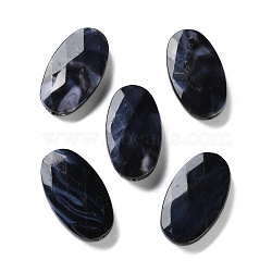 Opaque Acrylic Beads, Two Tone, Faceted, Oval, Black, 36x20x1mm, Hole: 1.7mm, about 138pcs/500g(OACR-M015-05)