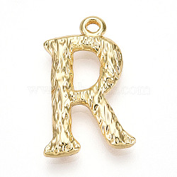 Brass Pendants, Letter Charms, Letter R, 21.5x13.5x3mm, Hole: 1.6mm(KK-N254-218G-R)