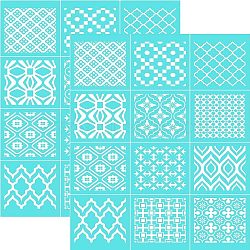 Self-Adhesive Silk Screen Printing Stencil, for Painting on Wood, DIY Decoration T-Shirt Fabric, Turquoise, Flower Pattern, 19.5x14cm(DIY-WH0173-001W)