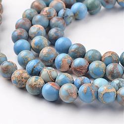 Natural Imperial Jasper Beads Strands, Round, Dyed, Cornflower Blue, 4mm, Hole: 1mm, about 90pcs/strand, 15.2 inch(G-I122-4mm-13)