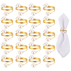 Iron Napkin Rings, with Round Plastic Pearl Beads, for Wedding, Party Serving, Golden, 6~38mm, Inner Diameter: 35mm(AJEW-WH0258-555)