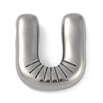 Anti-Tarnish 304 Stainless Steel Pendants, Letter U, 18x16x4.5mm, Hole: 2mm