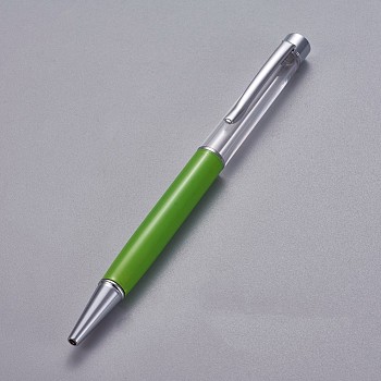 Creative Empty Tube Ballpoint Pens, with Black Ink Pen Refill Inside, for DIY Glitter Epoxy Resin Crystal Ballpoint Pen Herbarium Pen Making, Silver, Yellow Green, 140x10mm