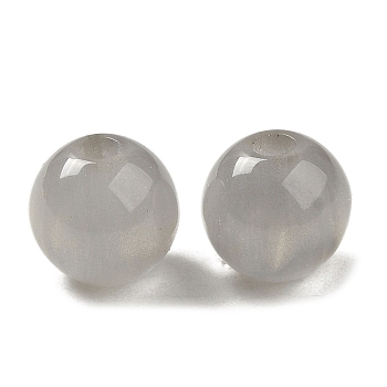 Translucent Resin Beads, Glitter Beads, Round, Light Grey, 8x7.5mm, Hole: 1.8mm