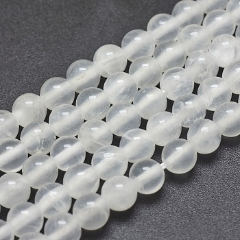 Natural Selenite Beads Strands, Round, 6mm, Hole: 0.8mm, about 67pcs/strand, 15.7 inch(40cm)