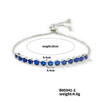 Fashionable Blue Round Rhinestone Slider Bracelets, 10-1/4 inch(26cm)