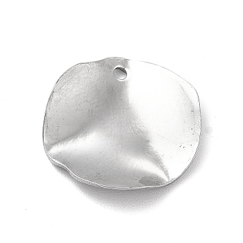 201 Stainless Steel Pendants, Leaf Charm, Stainless Steel Color, 16x15.5x1.5mm, Hole: 1.2mm