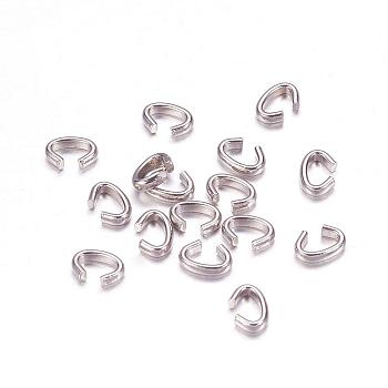 304 Stainless Steel Jump Rings, Open Jump Rings, Stainless Steel Color, 18 Gauge, 3x4.5x1mm