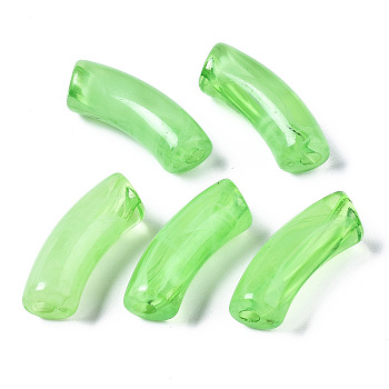 Acrylic Beads, Imitation Gemstone, Curved Tube, Lime Green, 34.5x13x11mm, Hole: 3.5mm, about 155pcs/500g