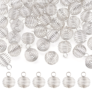 Iron Wire Pendants, Hollow, Round, Platinum, 25x20mm, Hole: 2mm