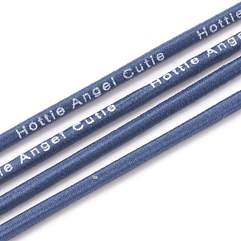 Elastic Cord, with Nylon Outside and Rubber Inside, Printed Word, Steel Blue, 2.5mm, about 100yard/bundle(300 feet/bundle)