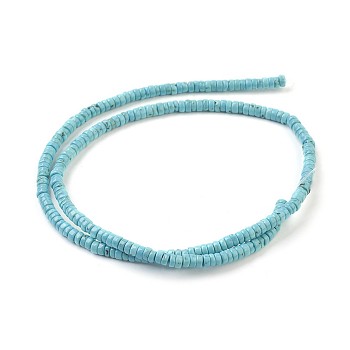 Natural Magnesite Beads Strands, Dyed, Flat Round/Disc, Light Sky Blue, 3.5~4x2mm, Hole: 0.8mm, about 180~192pcs/strand, 15.7 inch(40cm)