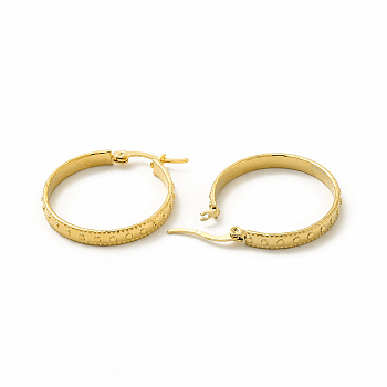 201 Stainless Steel Round Spot Hoop Earrings with 304 Stainless Steel Pin for Women, Golden, 28x31x2mm, Pin: 0.6x1mm