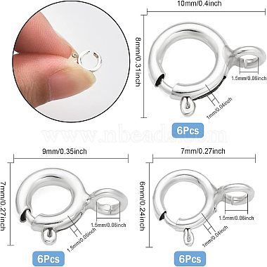 chgcraft 18piezas 3 estilo 925 cierres de anillo de resorte de plata de ley(STER-CA0001-06)-2