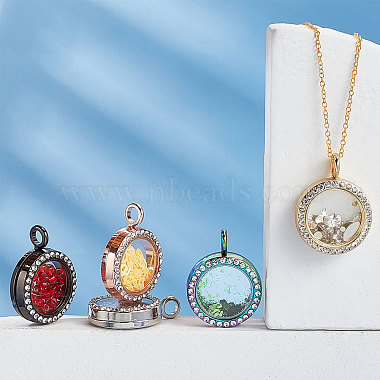 Elite 5Pcs 5 Colors Alloy Rhinestone Pendant Cabochon Open Back Settings(RB-PH0001-22)-4