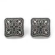Zinc Metal Alloy Shank Buttons, Square, Antique Silver, 13x6.6mm, Hole: 2.2mm(BUTT-N0002-32AS)