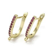 Brass Micro Pave Cubic Zirconia Hoop Earring Findings, Long-Lasting Plated, Golden, 19.5x2mm, Hole: 1.4mm, Pin: 0.9mm(KK-C048-11G)
