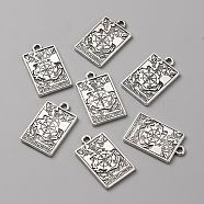 Zinc Tibetan Style Alloy Pendants, Antique Silver, Rectangle with Tarot Cards Pattern, The Wheel of Fortune X, 23x14x1.5mm, Hole: 1.8mm(FIND-WH0116-78AS-06)