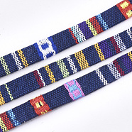Cotton Cords, Ethnic Cord, Flat, Colorful, 9.5~10x1.5~2.5mm, about 5.46 yards(5m)/roll(OCOR-S019-02H)