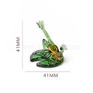 Glass Yoga Frog Figurines Statues for Home Office Desktop Decoration, Green, 41x41mm(PW-WG71276-02)