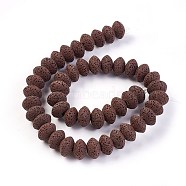 Natural Lava Rock Beads Strands, Dyed, Rondelle, Coconut Brown, 13~13.5x8.5~8.7mm, Hole: 2.5mm, about 46~47pcs/strand, 15.5 inch~15.94 inch(38.5~40.5cm)(G-I220-17A-07)