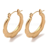Flower 201 Stainless Steel Half Hoop Earrings for Women, with 304 Stainless Steel Pin, Golden, 24.5x3.5mm(EJEW-G385-11G)