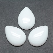 Opaque Glass Cabochons, Drop, White, 33.5x24x6.5~7mm(G-P393-K)