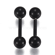 304 Stainless Steel Ball Stud Earrings, Barbell Cartilage Earrings, Electrophoresis Black, 13.5x3mm, Pin: 1mm, 24pairs/set(EJEW-H113-02EB-A)