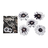 10Pcs 5 Style PET Self-Adhesive Daisy Stickers, Waterproof Flower Decals for DIY Scrapbooking, Black, 65~83x80~90x0.3mm, 2pcs/style(STIC-P006-A01)
