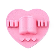 Silicone Makeup Brush Organizer, Brush Holder for Air Drying, Heart, Pink, 12.2x12.9x2.6cm, Hole: 25x51mm(AJEW-WH0168-49B)