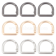 12Pcs 3 Colors Alloy Spring Gate Rings, D Ring, Mixed Color, 6 Gauge, 29.5x27.5x4mm, 4pcs/color(FIND-UN0003-21)