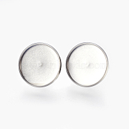 Eco-Friendly 316 Surgical Stainless Steel Stud Earring Settings, Flat Round, Stainless Steel Color, Tray: 16mm, 18x2mm, Pin: 0.7mm(STAS-F181-01P-16mm)