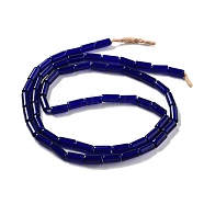 Handmade Nepalese Lampwork Beads, Column, Dark Blue, 10.5~11.5x4~6mm, Hole: 1.6mm, about 61pcs/strand, 26.18''(66.5cm)(LAMP-Z008-02C)