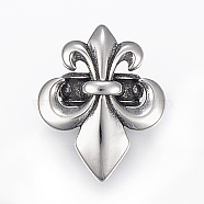 304 Stainless Steel Slide Charms/Slider Beads, For Leather Cord Bracelets Making, Fleur De Lis, Antique Bronze, 23x18.5x9mm, Hole: 5x10mm(STAS-I091-28AS)