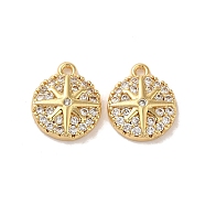 Brass Micro Pave Clear Cubic Zirconia Charms, Star, Real 18K Gold Plated, 12x10x2.5mm, Hole: 1.2mm(KK-E098-11G)